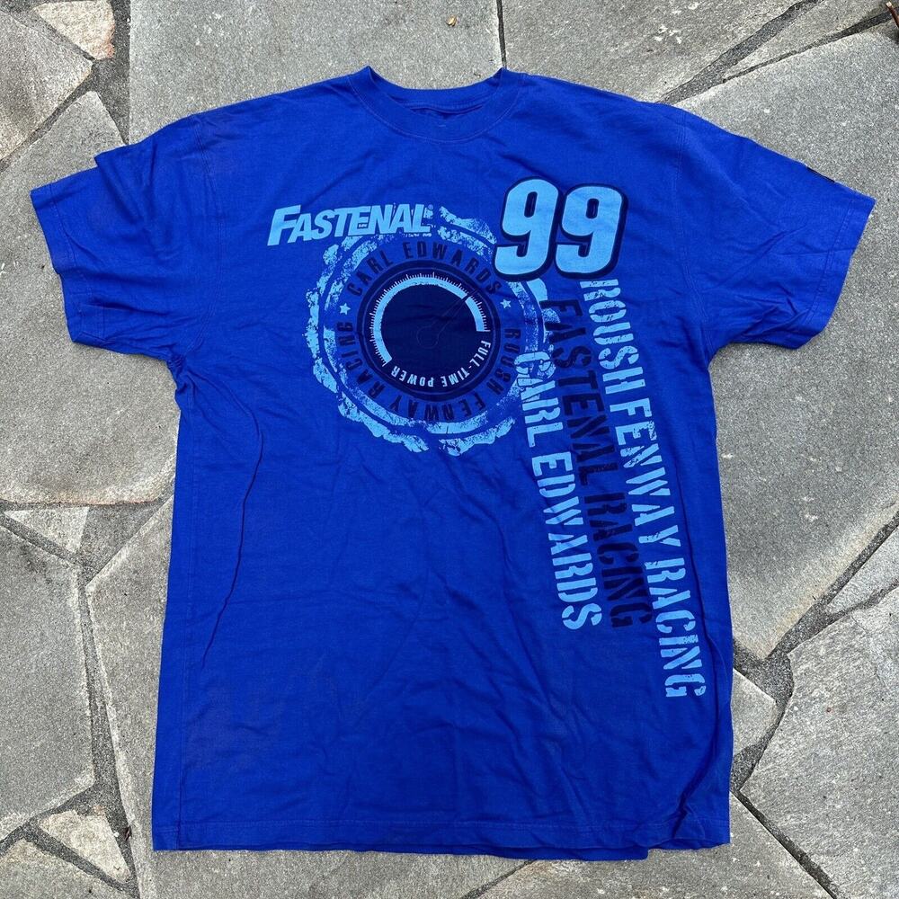 Carl Edwards Nascar Shirt Large Blue Racing Chase Authentics Fastenal Fenway 99